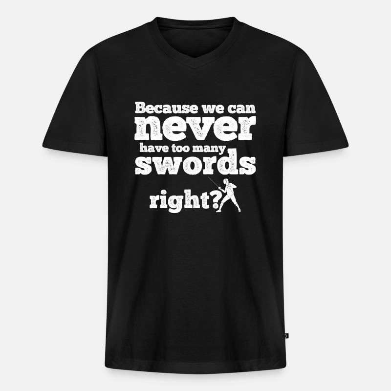 Fechten - Männer Premium Bio T-Shirt mit V-Ausschnitt - Schwarz
