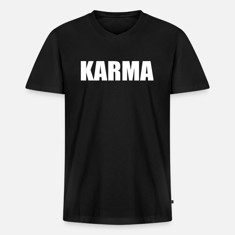 Karma - Männer Premium Bio T-Shirt mit V-Ausschnitt - Schwarz
