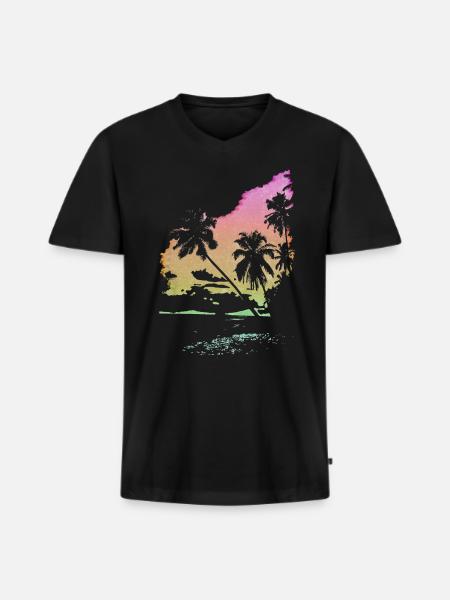 Sommer, Sonne, Strand - Männer Premium Bio T-Shirt mit V-Ausschnitt - Schwarz