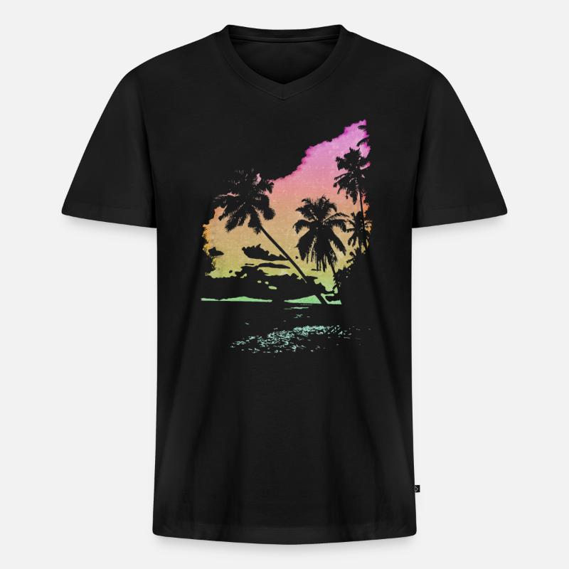 Sommer, Sonne, Strand - Männer Premium Bio T-Shirt mit V-Ausschnitt - Schwarz