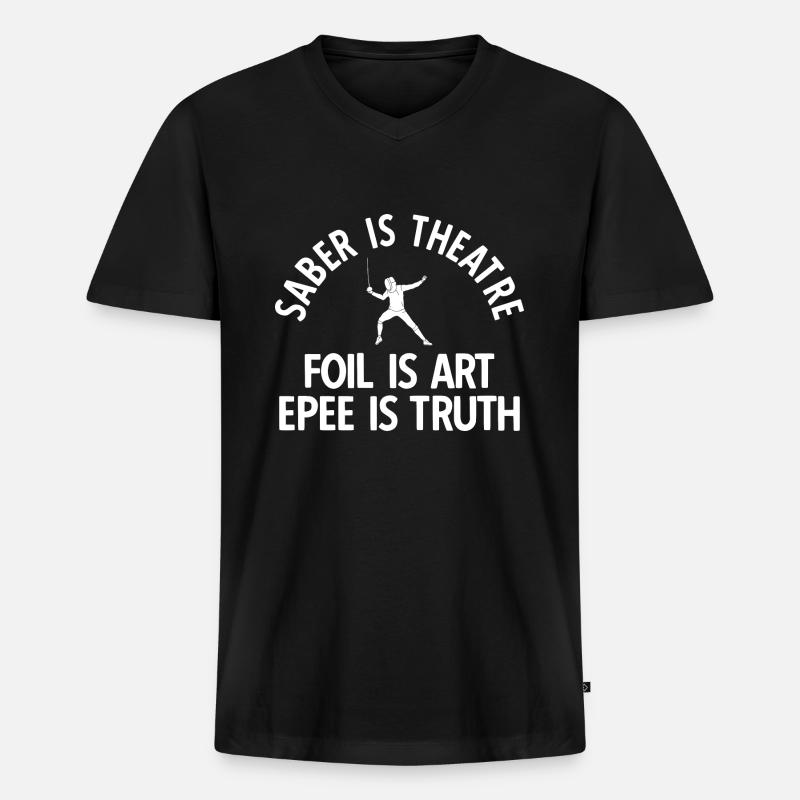 Fechten - Männer Premium Bio T-Shirt mit V-Ausschnitt - Schwarz