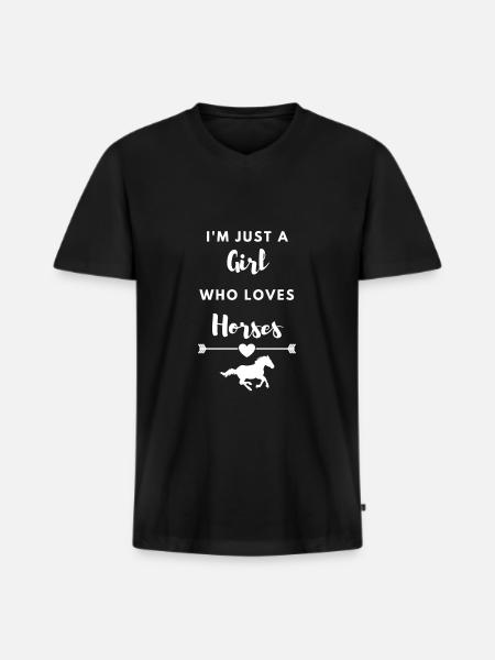 Girl Who Loves Horses Rider Girl Horses - Men's Premium Organic T-shirt with V-neck - black