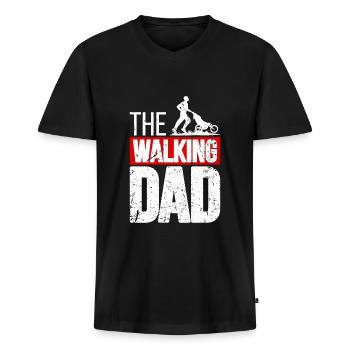 The Walking Dad Father-to-Be Father Father's Day Gesc - Premium økologisk T-shirt med V-hals til mænd - sort - Foran - Nico (187cm)