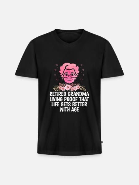 Rentnerin Oma Rentnerrente Großmutter Reti - Männer Premium Bio T-Shirt mit V-Ausschnitt - Schwarz
