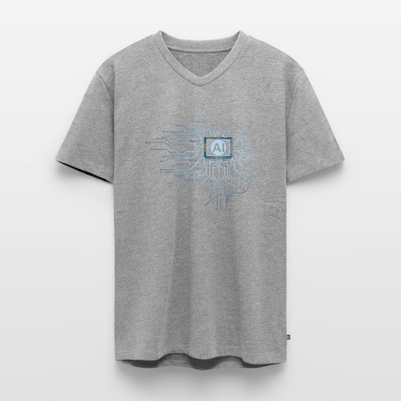 KI - Binary Code Künstliche Intelligenz Informatik Männer Premium Bio T-Shirt mit V-Ausschnitt
