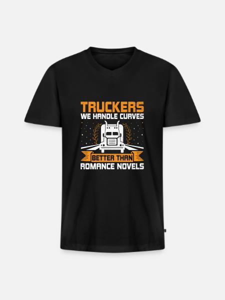 Trucker Driving Dad Trucker Father Truck Driver - Men's Premium Organic T-shirt with V-neck - black