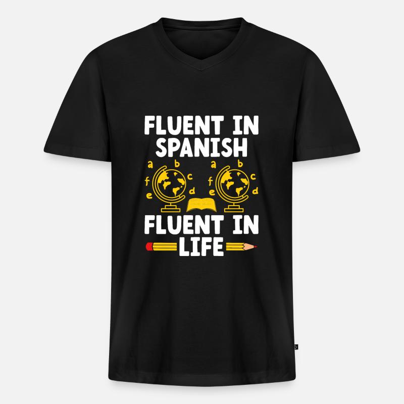 Fremdsprachenlehrer Schule Sprachlehrer - Männer Premium Bio T-Shirt mit V-Ausschnitt - Schwarz