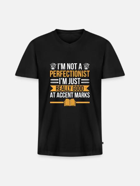 Fremdsprachenlehrer Schule Sprachlehrer - Männer Premium Bio T-Shirt mit V-Ausschnitt - Schwarz