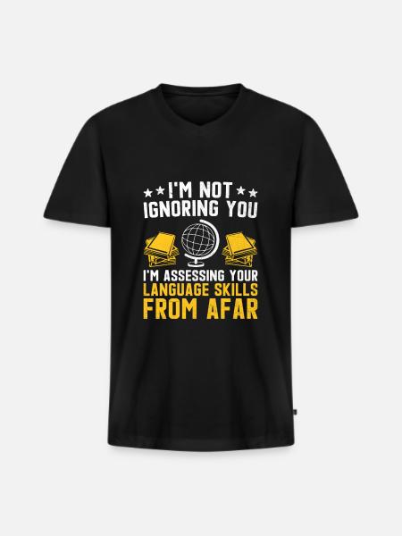 Fremdsprachenlehrer Schule Sprachlehrer - Männer Premium Bio T-Shirt mit V-Ausschnitt - Schwarz