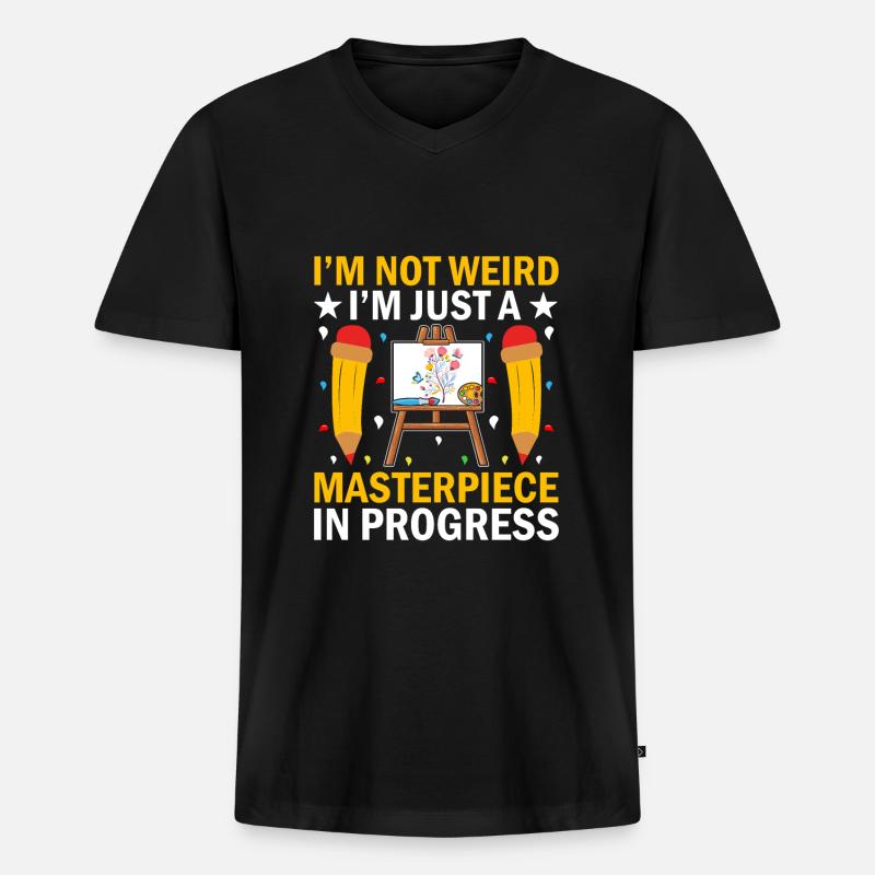 Kunstlehrer Schullehrer Lustige Kunstlehrer Scho - Männer Premium Bio T-Shirt mit V-Ausschnitt - Schwarz