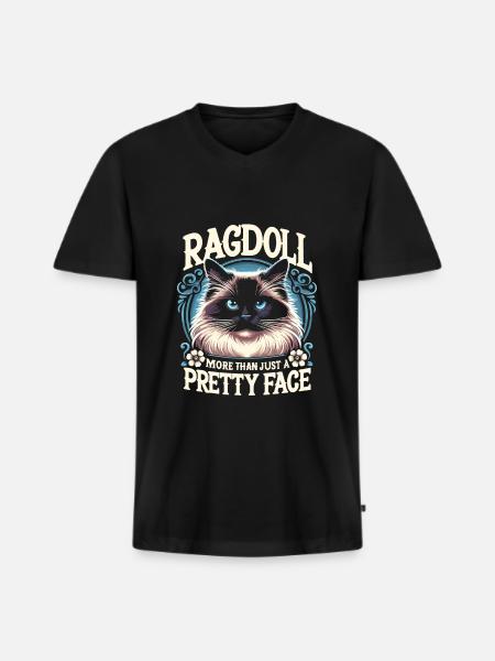 Ragdoll più di un bel viso Ragdolls Cat - Maglietta ecologica premium da uomo con scollo a V - nero