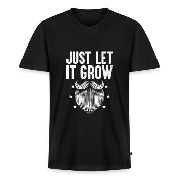 Lass es einfach Bärte wachsen Bärtiger Bartmann - Männer Premium Bio T-Shirt mit V-Ausschnitt - Schwarz - Vorne - Nico (187cm)