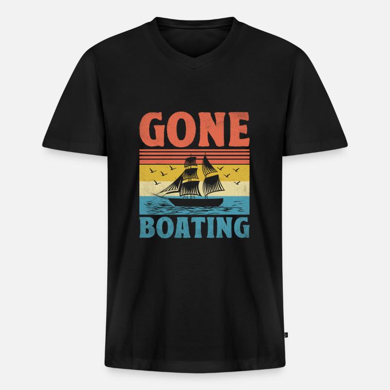 Gone Boating Paddelboot - Männer Premium Bio T-Shirt mit V-Ausschnitt - Schwarz