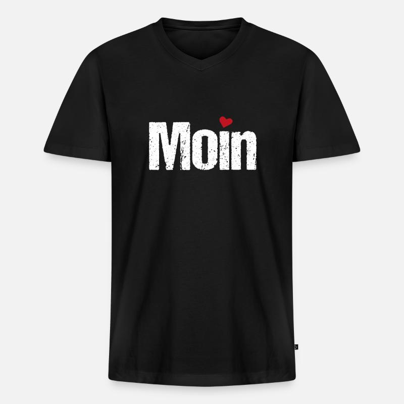 Moin Herz - Männer Premium Bio T-Shirt mit V-Ausschnitt - Schwarz