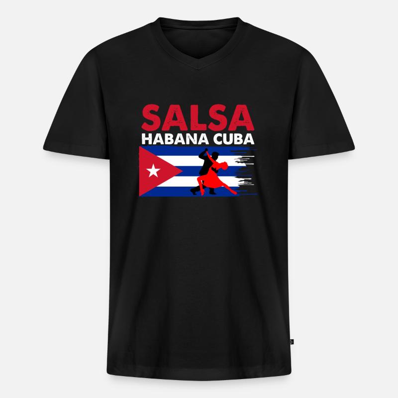 Salsa Havanna Kuba - Männer Premium Bio T-Shirt mit V-Ausschnitt - Schwarz