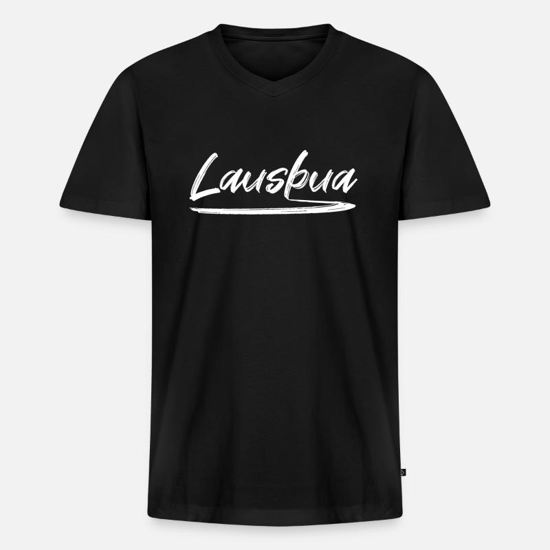 Lausbua - Männer Premium Bio T-Shirt mit V-Ausschnitt - Schwarz