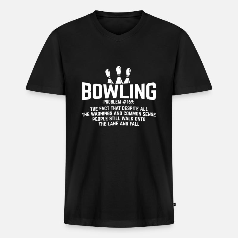 Bowling - Männer Premium Bio T-Shirt mit V-Ausschnitt - Schwarz