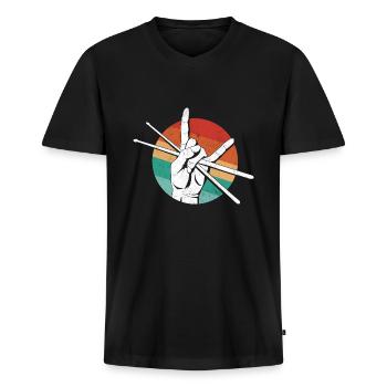Schlagzeug Spieler Drummer - Männer Premium Bio T-Shirt mit V-Ausschnitt - Schwarz - Vorne - Nico (187cm)