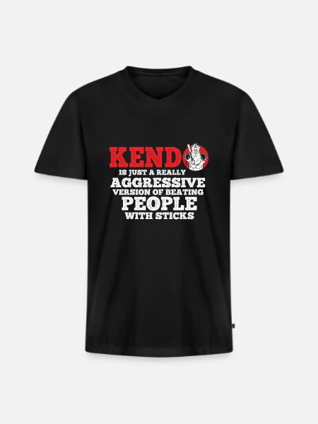 Japanischer Schwertkampf Kendo - Männer Premium Bio T-Shirt mit V-Ausschnitt - Schwarz