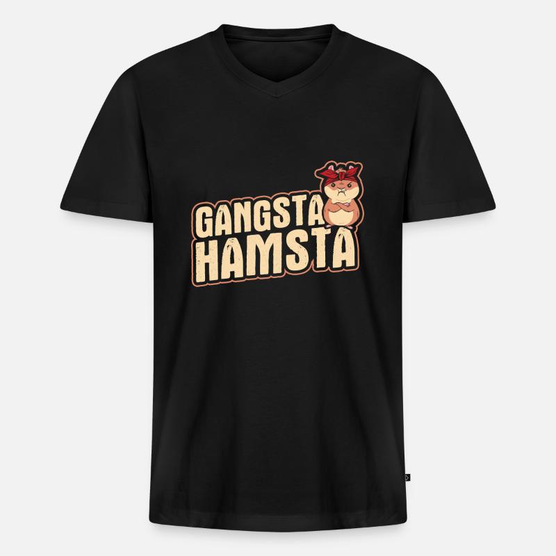 Nagetier Hamster - Männer Premium Bio T-Shirt mit V-Ausschnitt - Schwarz