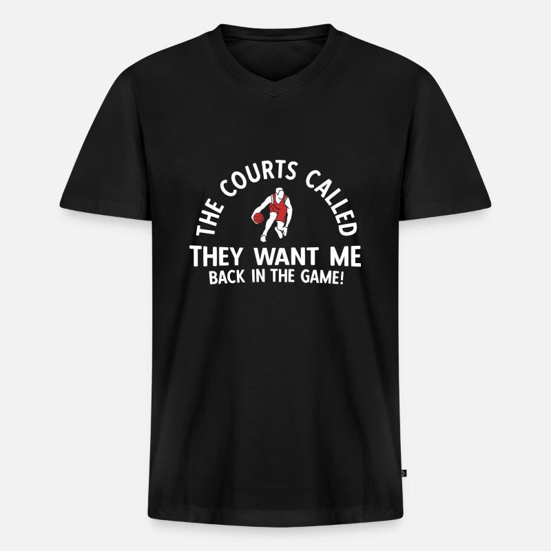 Basketball - Männer Premium Bio T-Shirt mit V-Ausschnitt - Schwarz