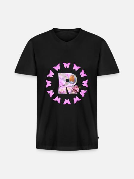 fruit blossom r - Men's Premium Organic T-shirt with V-neck - black