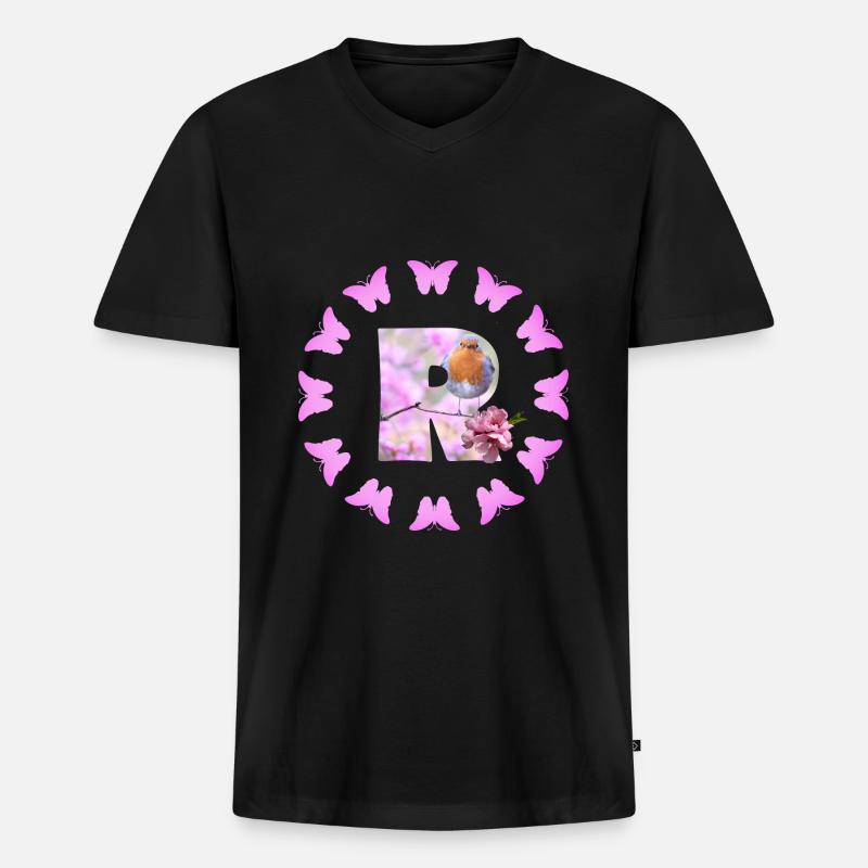 obstblüte r - Männer Premium Bio T-Shirt mit V-Ausschnitt - Schwarz