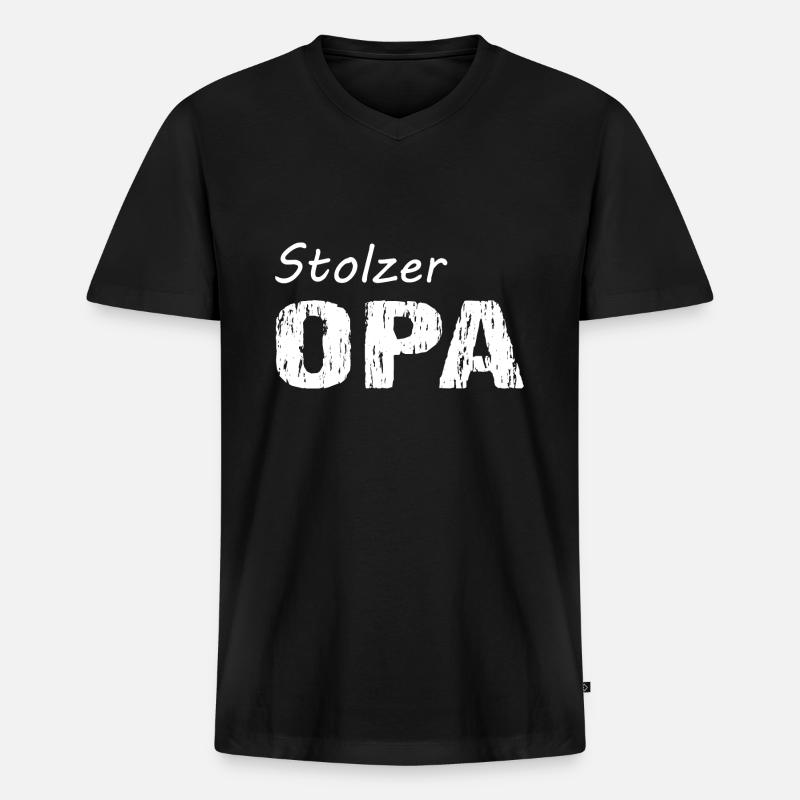 Opa - Männer Premium Bio T-Shirt mit V-Ausschnitt - Schwarz