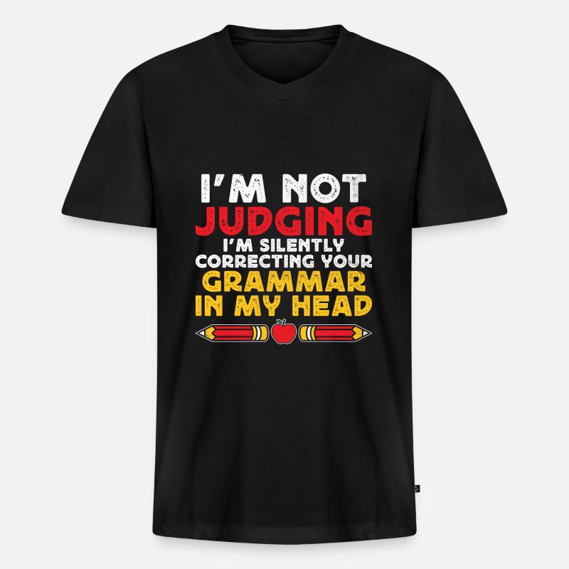 Fremdsprachenlehrer Schule Sprachlehrer - Männer Premium Bio T-Shirt mit V-Ausschnitt - Schwarz