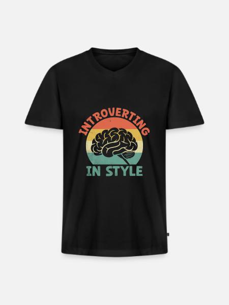Introvertierte Sprüche für Introvertierte - Männer Premium Bio T-Shirt mit V-Ausschnitt - Schwarz