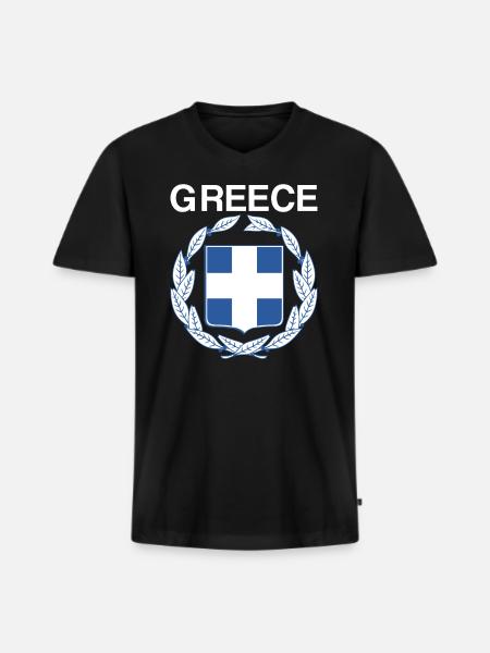 Grækenland våbenskjold - Premium økologisk T-shirt med V-hals til mænd - sort