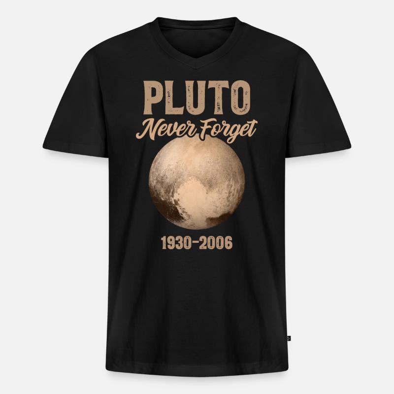 Pluto Never Forget - Männer Premium Bio T-Shirt mit V-Ausschnitt - Schwarz