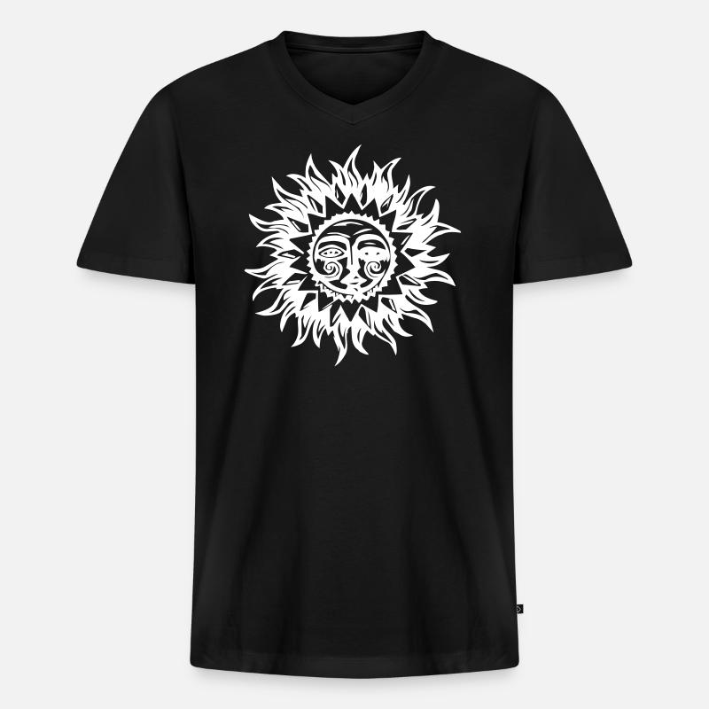 Brennende Sonne - Männer Premium Bio T-Shirt mit V-Ausschnitt - Schwarz