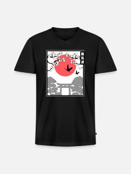Japanese Japan Art Style Japanese sun art - Men's Premium Organic T-shirt with V-neck - black
