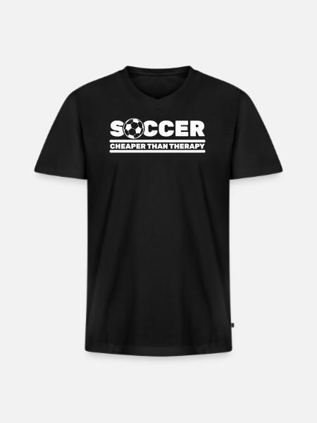 Football - T-shirt encolure en V Premium bio Homme - noir