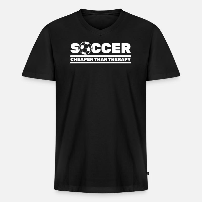 Fußball - Männer Premium Bio T-Shirt mit V-Ausschnitt - Schwarz