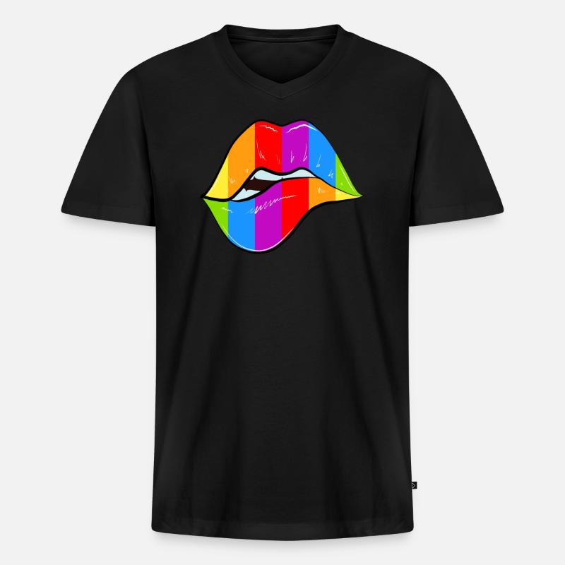 Rainbow - Männer Premium Bio T-Shirt mit V-Ausschnitt - Schwarz