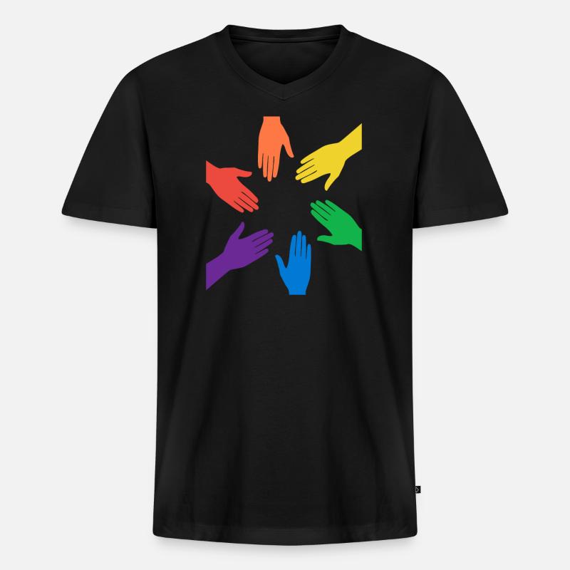 Rainbow - Männer Premium Bio T-Shirt mit V-Ausschnitt - Schwarz