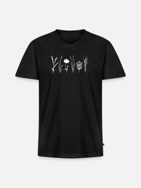 Wildflowers - Men's Premium Organic T-shirt with V-neck - black