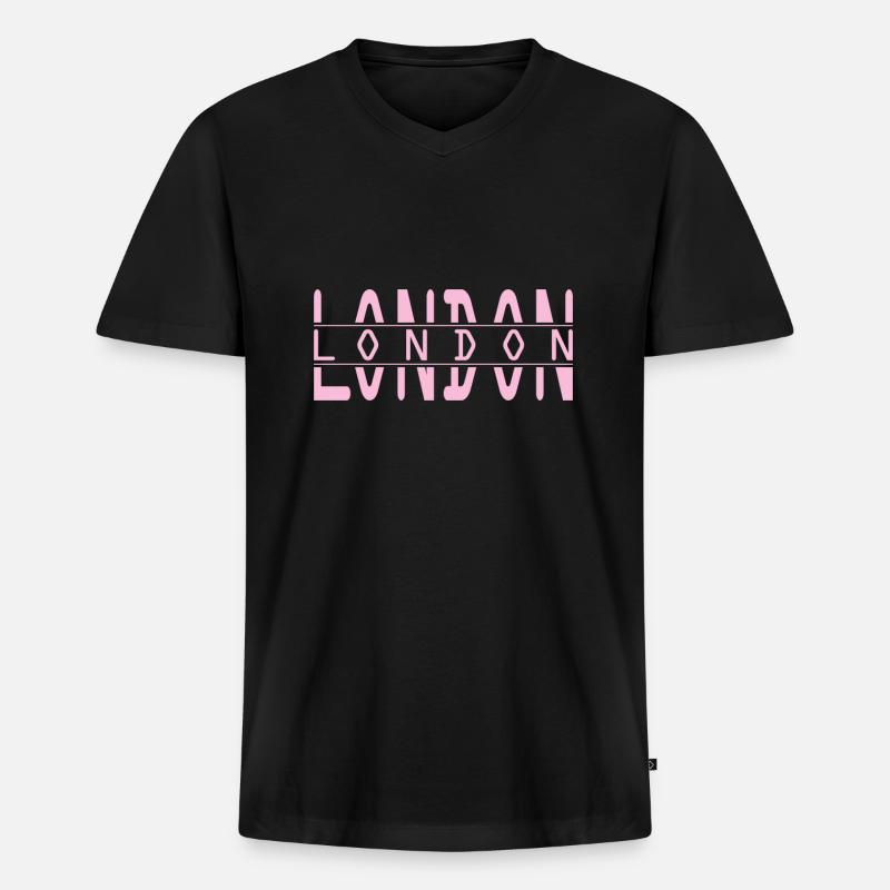 London - Männer Premium Bio T-Shirt mit V-Ausschnitt - Schwarz