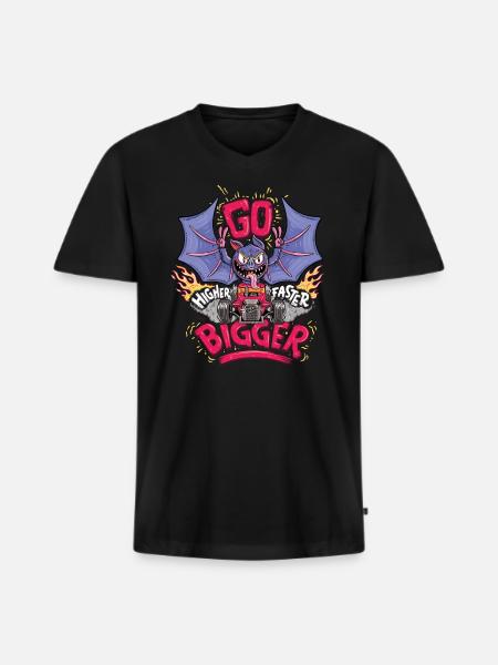 Hot Wheels Fledermaus Go Bigger - Männer Premium Bio T-Shirt mit V-Ausschnitt - Schwarz