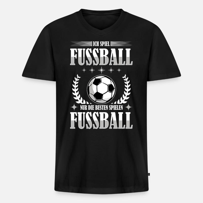 Fussball - Männer Premium Bio T-Shirt mit V-Ausschnitt - Schwarz