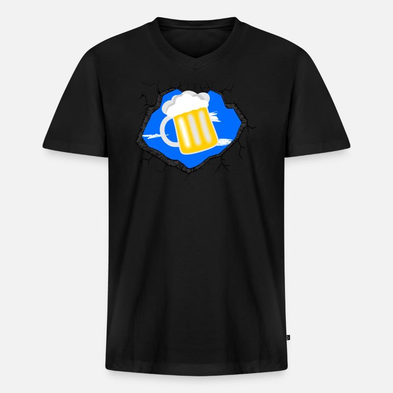 Bier in mir - Männer Premium Bio T-Shirt mit V-Ausschnitt - Schwarz