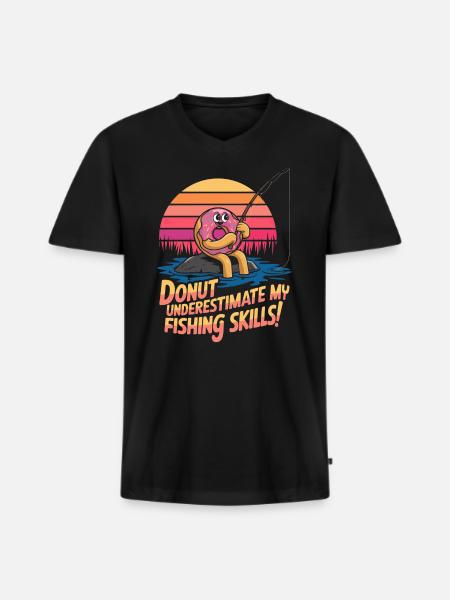 Pêche et beignets - T-shirt encolure en V Premium bio Homme - noir