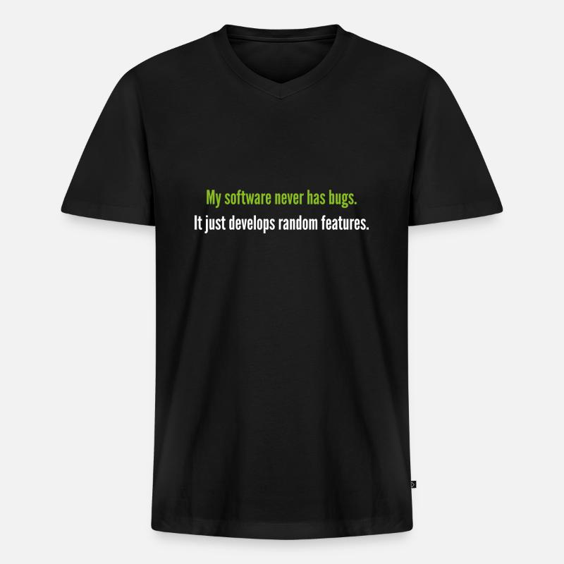 Meine Software hat nie Fehler - Männer Premium Bio T-Shirt mit V-Ausschnitt - Schwarz