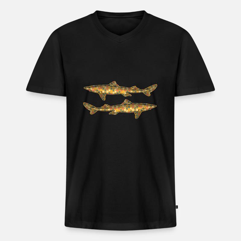 Dogfish Geometric - Men's Premium Organic T-shirt with V-neck - black