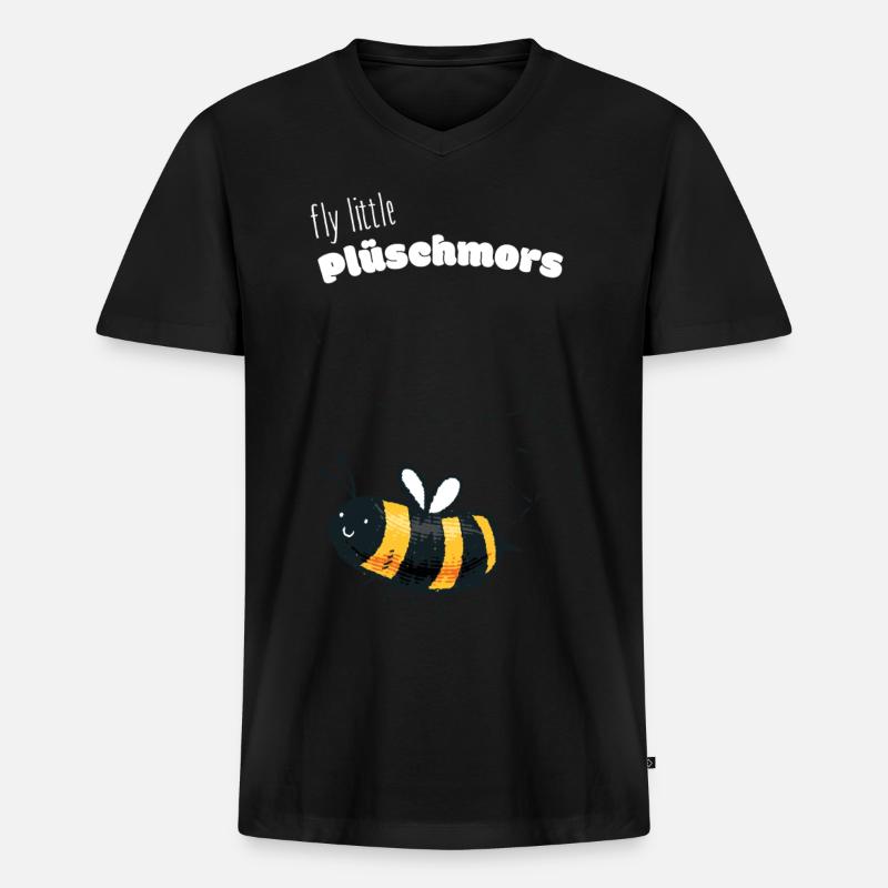 Plüschmors Plattdeutsch Geschenkidee - Männer Premium Bio T-Shirt mit V-Ausschnitt - Schwarz