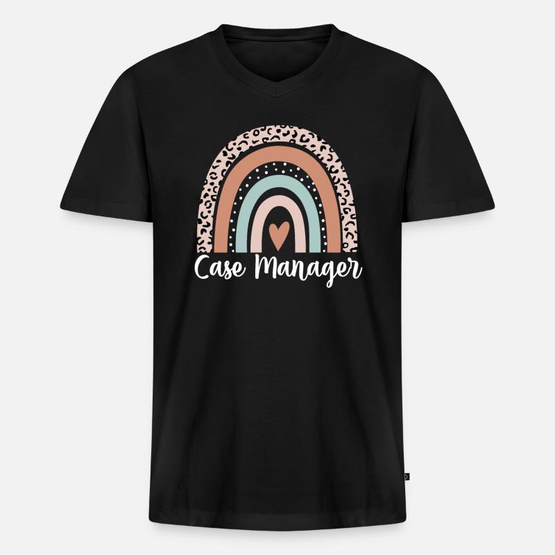 Fallmanager Regenbogenleopard Lustiger Fallmanager - Männer Premium Bio T-Shirt mit V-Ausschnitt - Schwarz