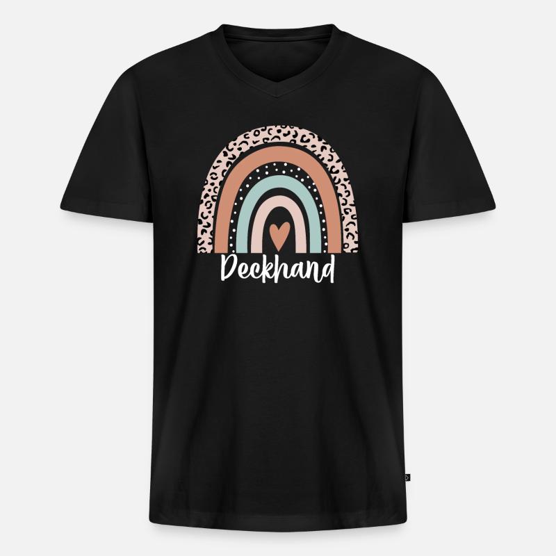Deckhand Rainbow Leopard Funny Deckhand - Men's Premium Organic T-shirt with V-neck - black