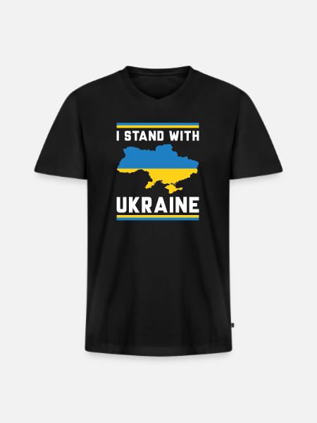 I Stand With Ukraine - Men's Premium Organic T-shirt with V-neck - black